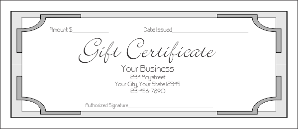 GIFT CERTIFICATE TEMPLATE